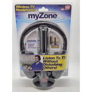 My Zone Wireless TV Headphones Battery Powered Transmits to 100 FT. New Sealed